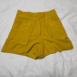 A.Loves.A Mustard Yellow Linen Blend High-Waist Shorts Size 6
